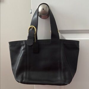 Coach Black Leather Tote Bag